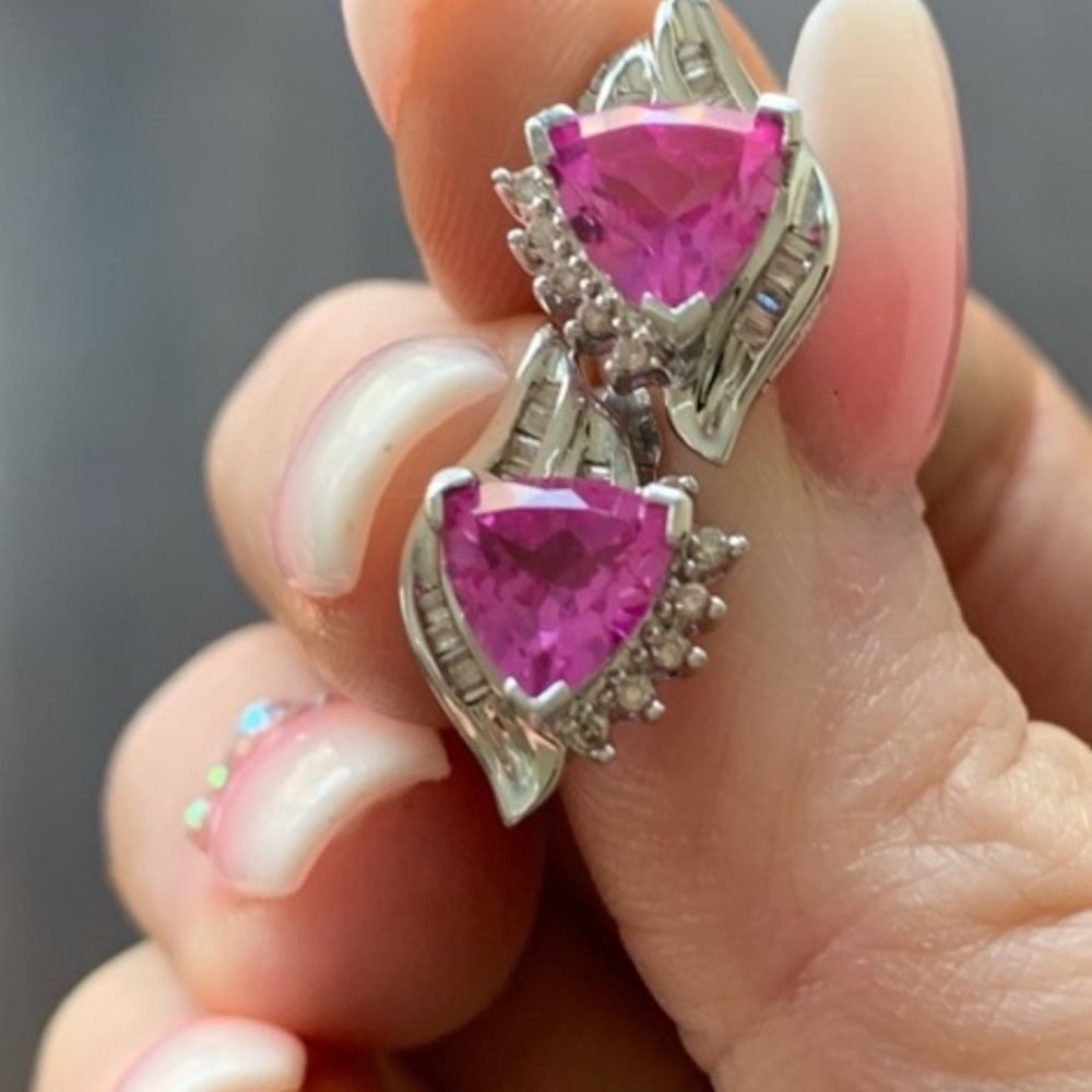 Pink sapphire& Diamond earrings